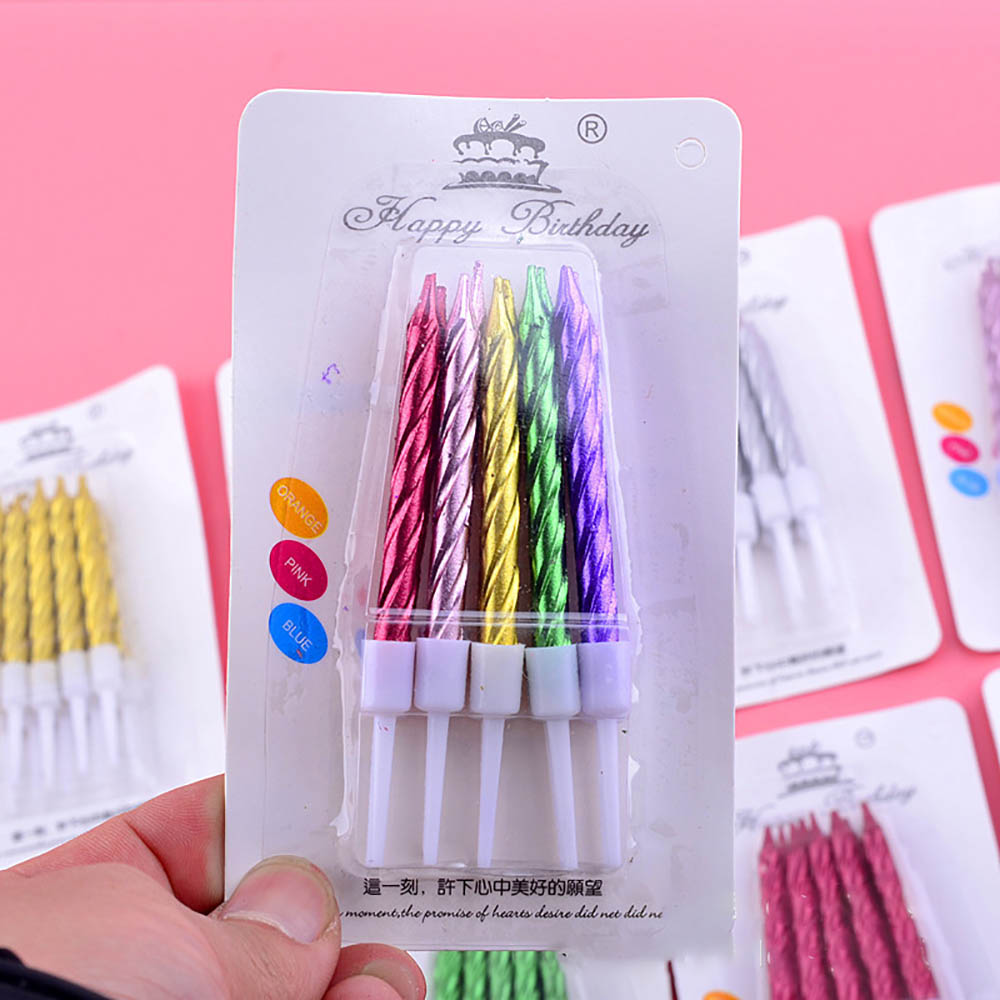 6 Box/Pack Colorful Screw Thread Birthday Candle With Gilded Food Grade Spiral Candle For Cake Baking Birthday Party Decor