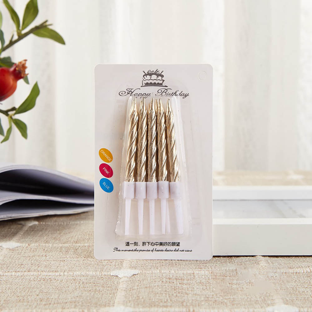 6 Box/Pack Colorful Screw Thread Birthday Candle With Gilded Food Grade Spiral Candle For Cake Baking Birthday Party Decor