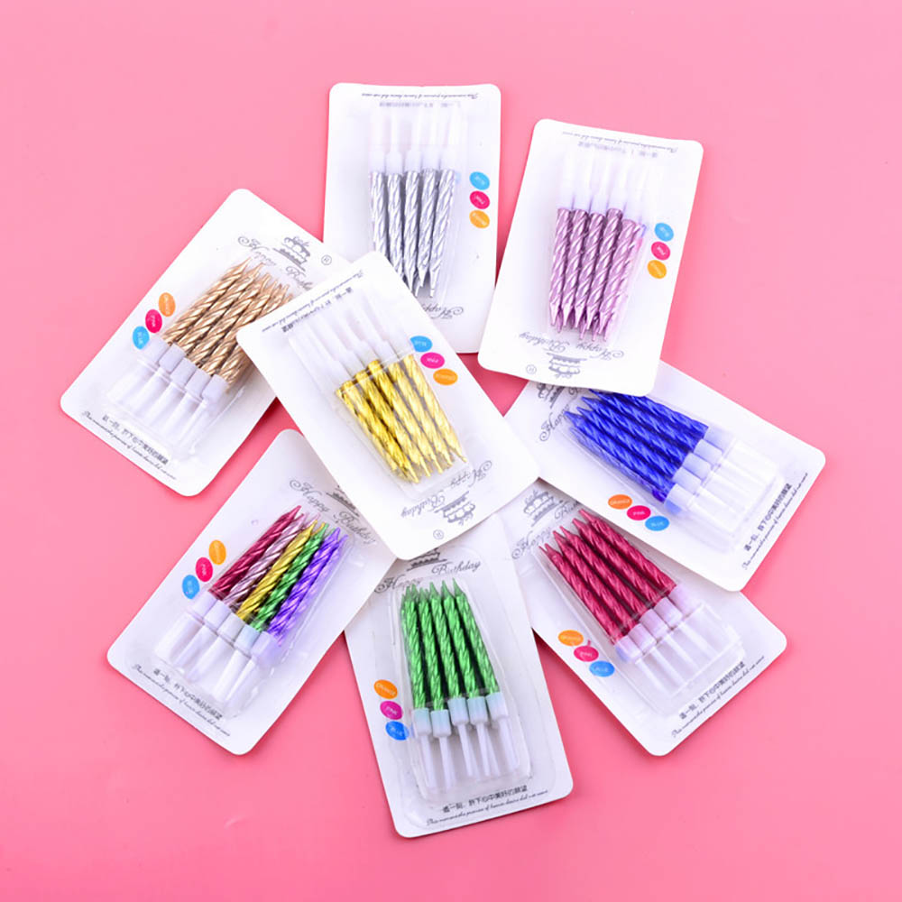 6 Box/Pack Colorful Screw Thread Birthday Candle With Gilded Food Grade Spiral Candle For Cake Baking Birthday Party Decor