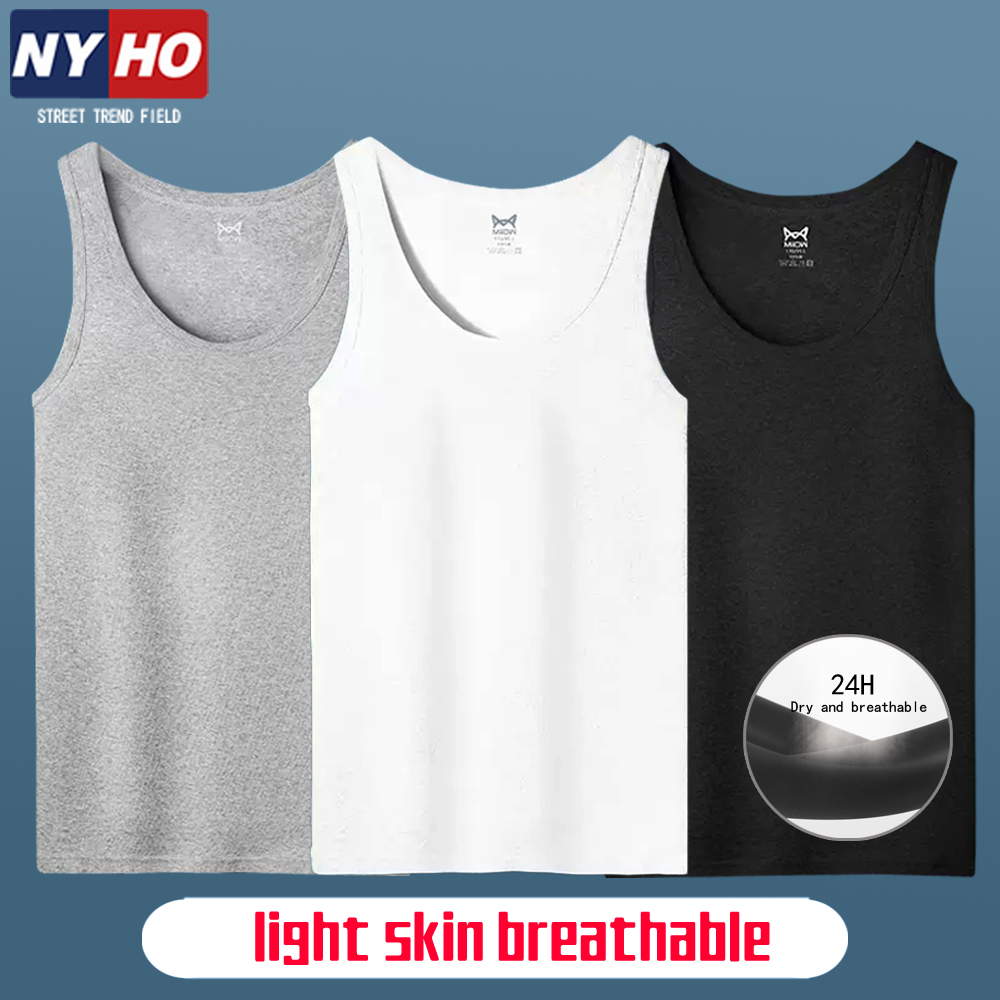 (3 pieces) Men's loose summer vest T-shirt