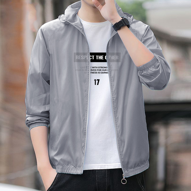 2-piece men's short sleeved T-shirt+hooded jacket