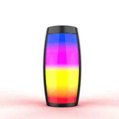 Portable Colorful Lights Wireless Bluetooth Speaker AUX Audio TF Card USB Playback 360 Surround Sound AI Voice Assistant Black