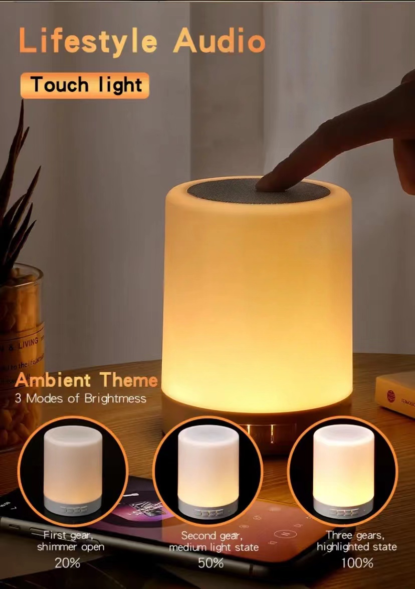 K26 tap light intelligent wake-up timer touch white noise 8 alarm  LED Bluetooth audio