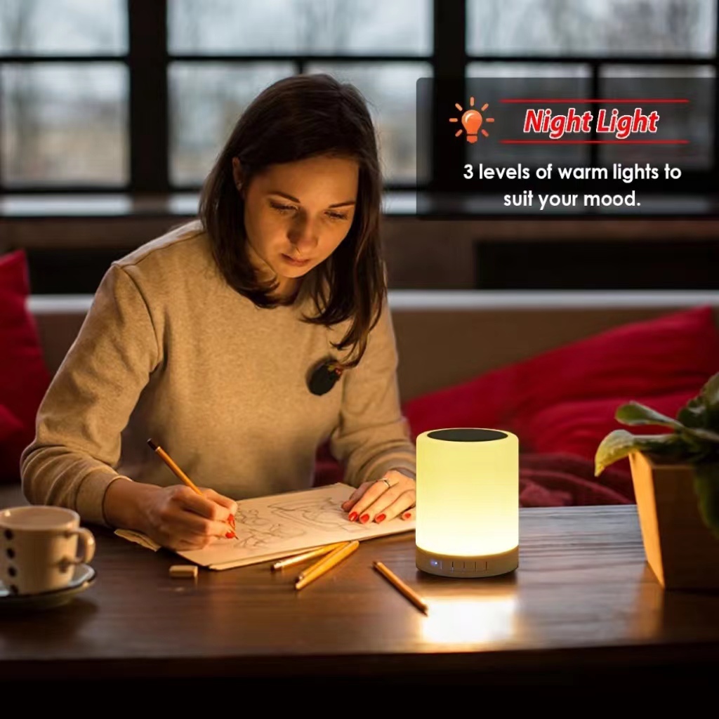 K26 tap light intelligent wake-up timer touch white noise 8 alarm  LED Bluetooth audio