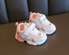 Summer Children's Sneakers Hollow Out Breathable Mesh Shoes Little White Shoes for boys and girls Athletic Pink 27 pink