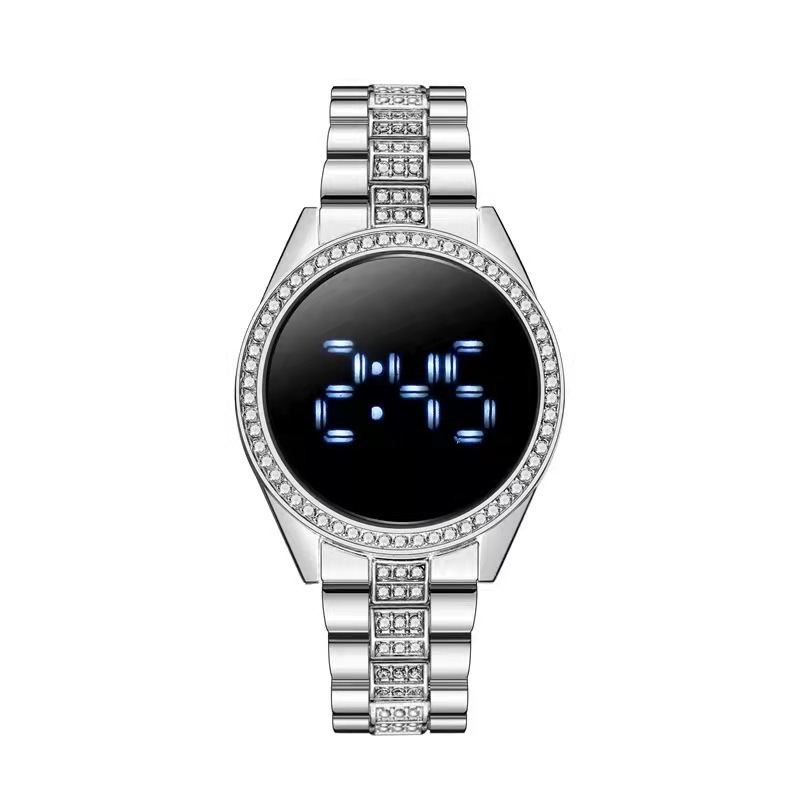 Steel band electronic watch casual personality simple electronic couple watch+bracelet set Women Watches