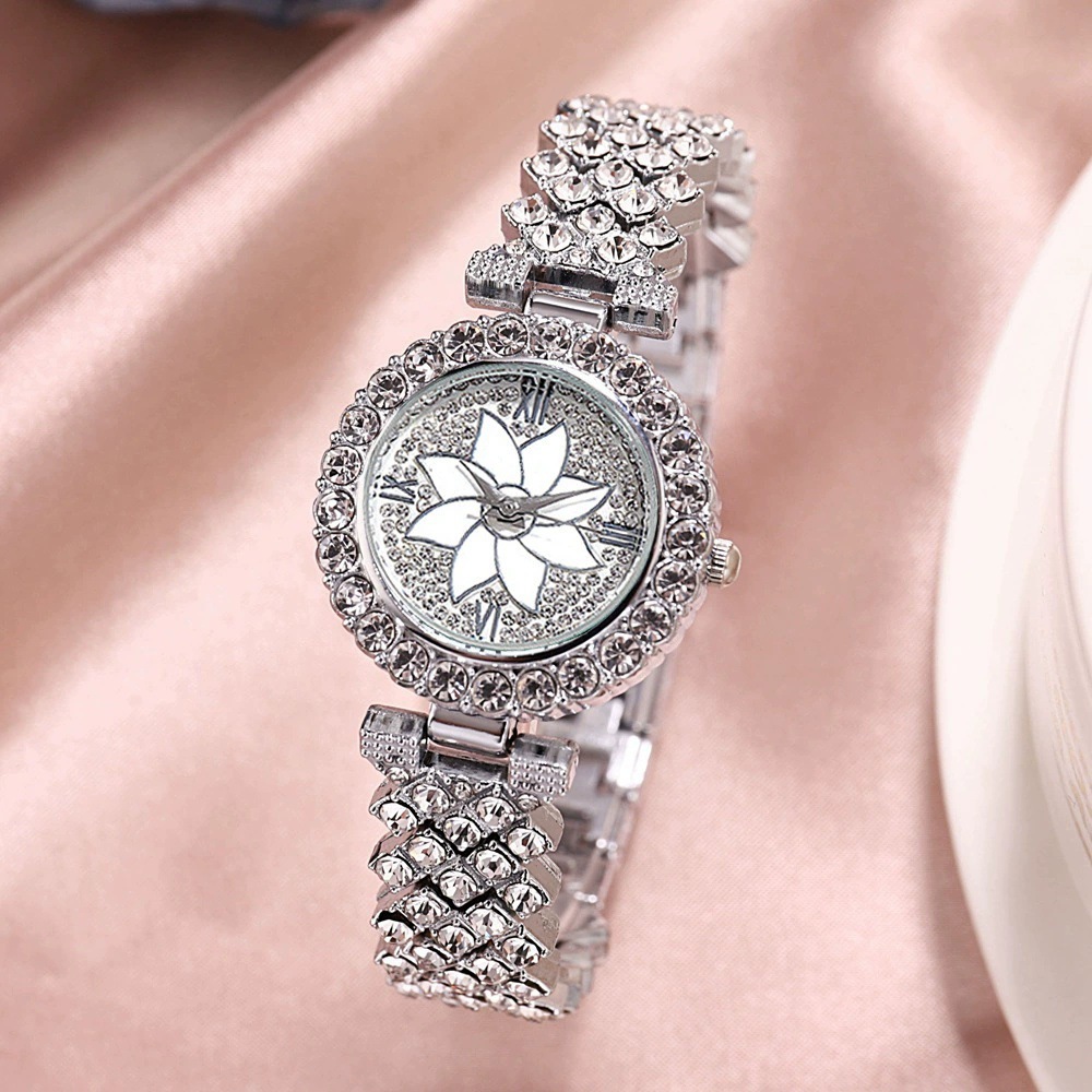 Ladies Full Star Bracelet With Diamond Time Flower Tray Roman Two-Piece Set