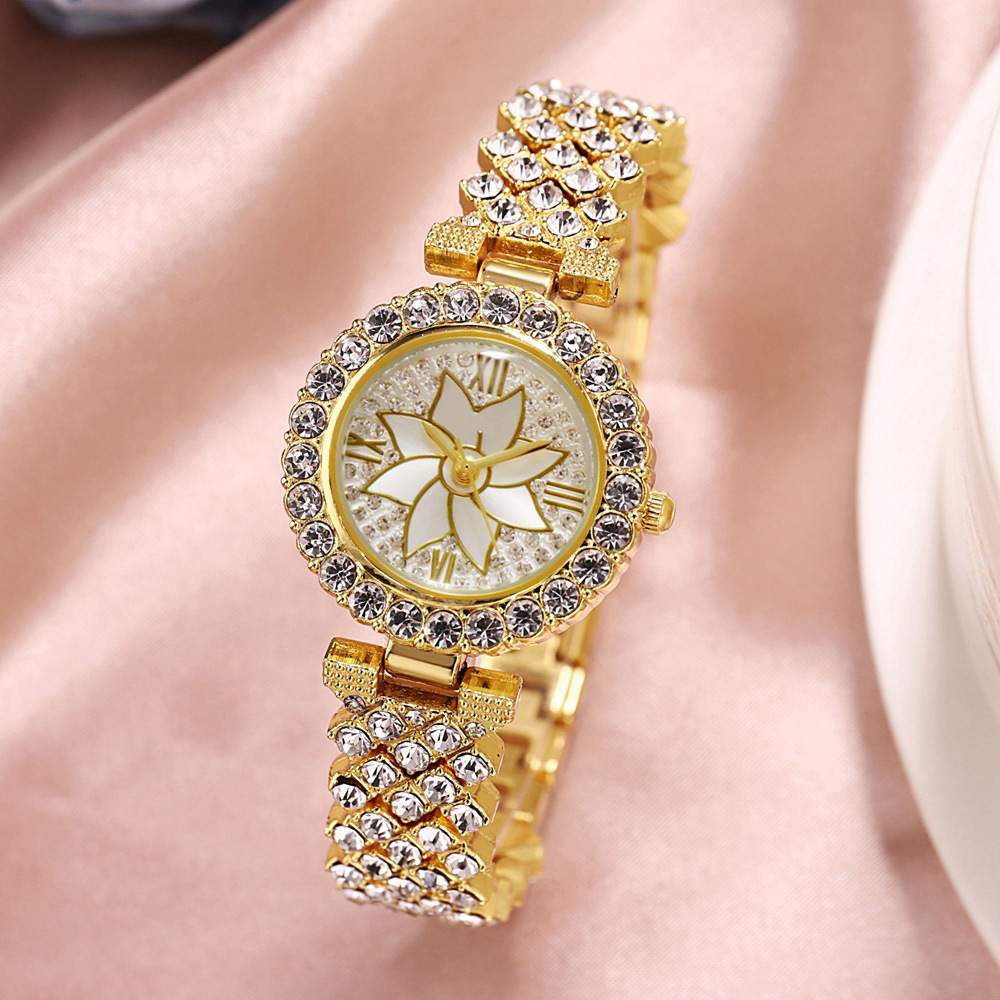 Ladies Full Star Bracelet With Diamond Time Flower Tray Roman Two-Piece Set