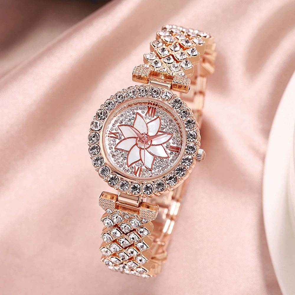 Ladies Full Star Bracelet With Diamond Time Flower Tray Roman Two-Piece Set