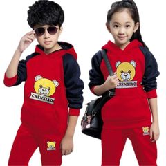 Clothing Sets [sweater+pants] 2023 Autumn New Simple And Personalized Versatile Children's Clothing Autumn And Winter Suit For Big Kids 110cm Red