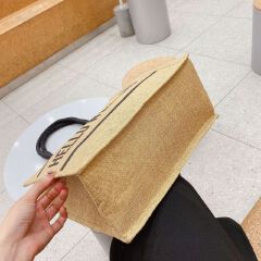 handbags Tote Bags Women'S Hemp Bag Geometric Retro Simple Shopping Bag Storage Large Capacity Hand Bill Shoulder Bag