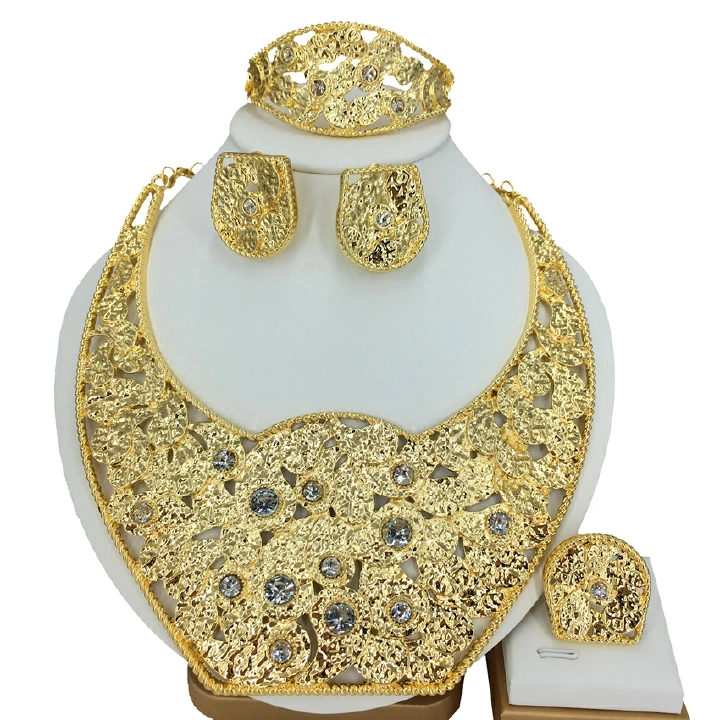 Women's Jewelry Set Fashion Italian Plating 24 Gold Original Jewelry Set Wedding Necklace Ring Earrings Bracelet 5 Pieces Jewelry Set The Latest Luxury Brazilian Gold Plated Jewelry Set