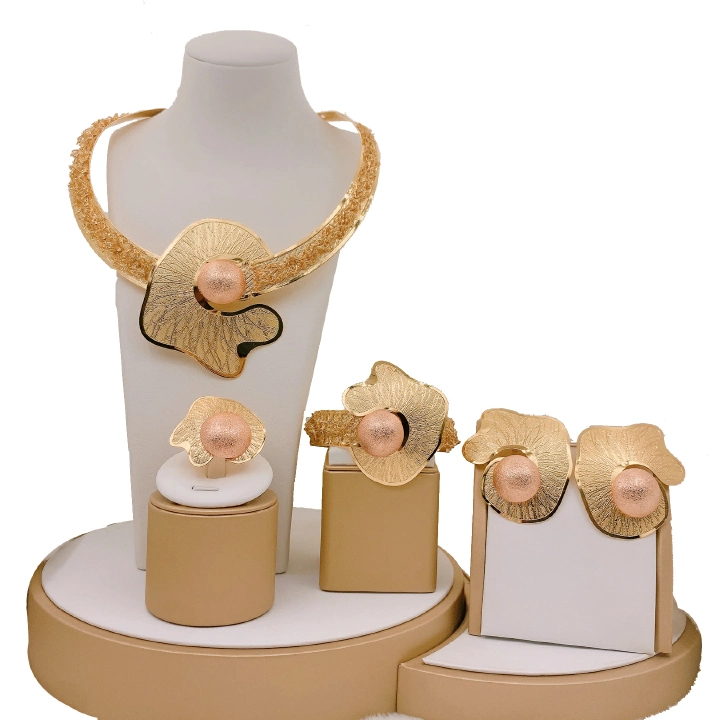 Women's Jewelry Set Fashion Italian Plating 24 Gold Original Jewelry Set Wedding Necklace Ring Earrings Bracelet 5 Pieces Jewelry Set The Latest Luxury Brazilian Gold Plated Jewelry Set