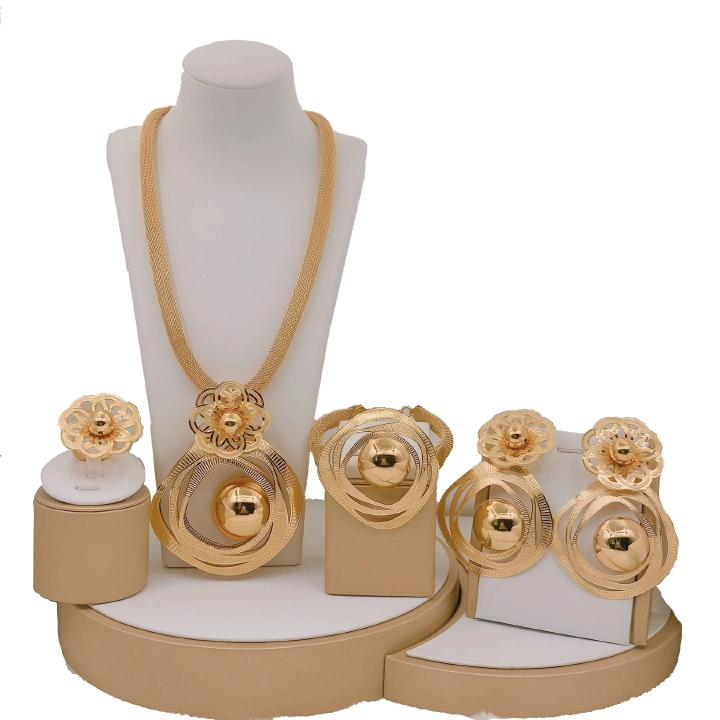Women's Jewelry Set Fashion Italian Plating 24 Gold Original Jewelry Set Wedding Necklace Ring Earrings Bracelet 5 Pieces Jewelry Set The Latest Luxury Brazilian Gold Plated Jewelry Set