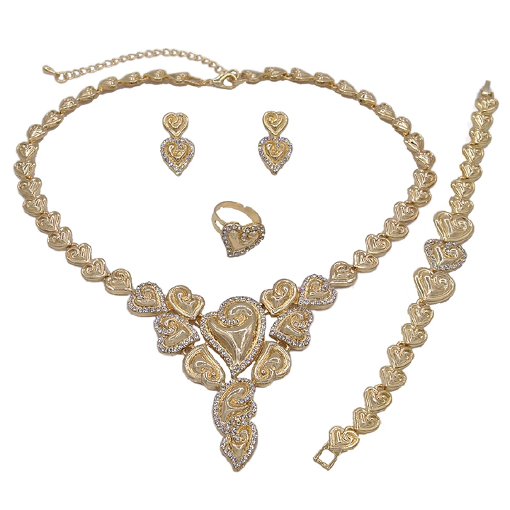 Exclusive original design jewelry Italian Gold Jewelry 18K Gold Jewelry Big Jewelry for Women Necklace, earrings, rings, bracelets Party Jewelry 5 pieces/set of lovers necklace heart shaped zircon