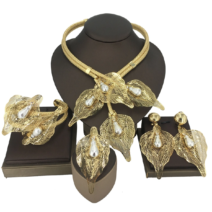 High quality elegant jewelry set Italian original design 24k gold unique bride wedding exquisite jewelry set chain gold-plated jewelry set Qatar high-end jewelry Wedding party accessories