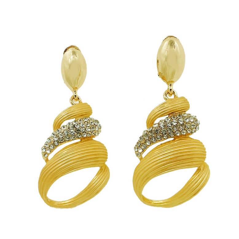 Women's earrings with diamonds New exaggerated earrings Earring set Metal leaf shape pendant earrings Europe and America New 18k gold plated Italian high-end design earrings Original