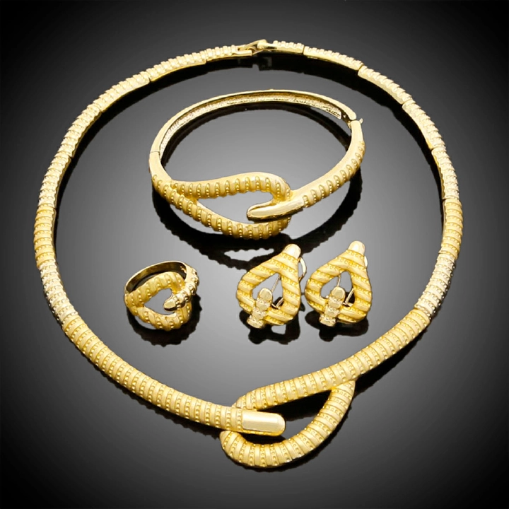 Women's Jewelry Set Fashion Italian Plating 24 Gold Original Jewelry Set Wedding Necklace Ring Earrings Bracelet 5 Pieces Jewelry Set The Latest Luxury Brazilian Gold Plated Jewelry Set