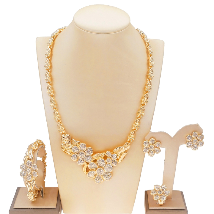 Bridal Jewelry I Love You Jewelry Set Heart shaped Flower Diamond Pendant Bracelet Ring Exquisite Earrings Daily Wear Jewelry 5 Piece Jewelry Gift xoxo Series Exclusive Original Design Jewelry