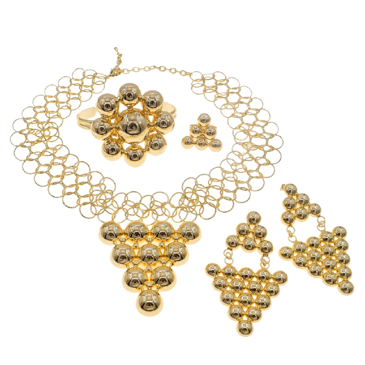 Jewelry Set Ring Earrings Bracelet Necklace 5 Pieces/Set Women's Wedding Jewelry Set Gifts Women Jewelry Gifts Italian High end Original Design Exaggerated Party Series Jewelry Set Christmas Gift