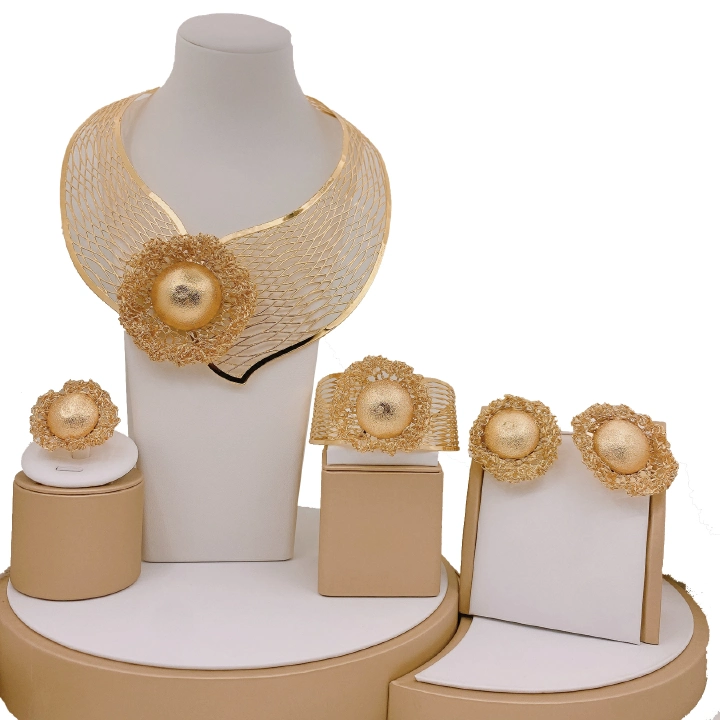 Women's Jewelry Set Fashion Italian Plating 24 Gold Original Jewelry Set Wedding Necklace Ring Earrings Bracelet 5 Pieces Jewelry Set The Latest Luxury Brazilian Gold Plated Jewelry Set
