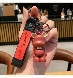 Keyrings & Keychains New product hot sale Lovely Resin Keychain Charming Tie Bear Pendant Women's Bag Car Keyring Phone Fine Jewelry Accessories Children's Girls Gift Elegant Fashi Red one size