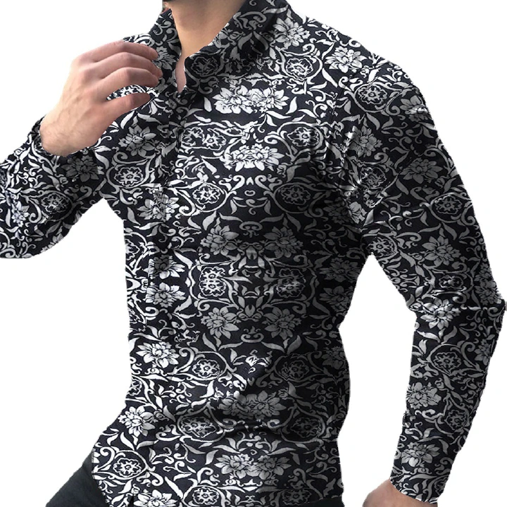 Shirts  This Year's Popular Minority Design High-grade Men's Floral Shirt Style Large Stand Collar Long-sleeve Printing