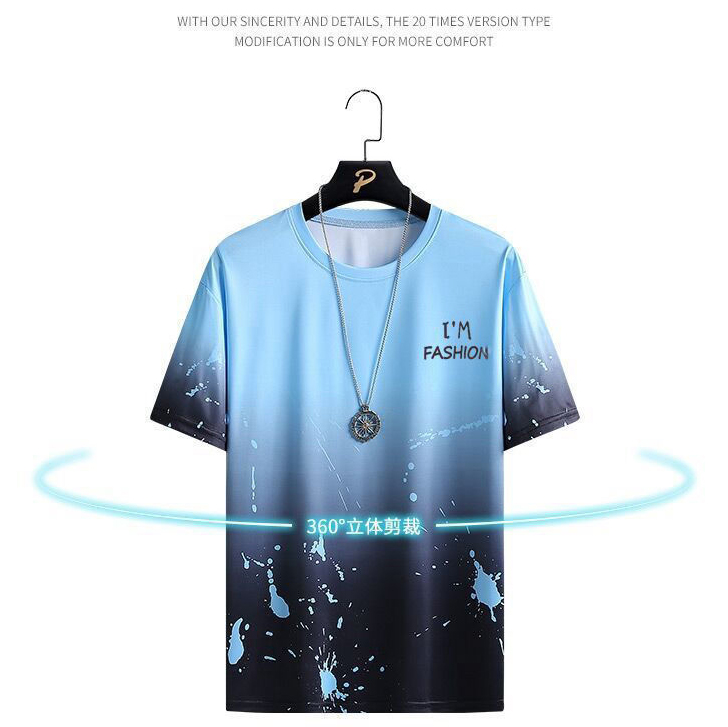 T-Shirts New Arrival Hot sale T-Shirts This Year's Popular Minority Design High-grade Short-sleeved T-shirt Men's Summer Ice And Snow Sportswear Casual Loose Gradient  A must-have for trendy men