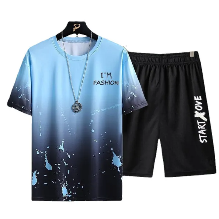 T-Shirts New Arrival Hot sale T-Shirts This Year's Popular Minority Design High-grade Short-sleeved T-shirt Men's Summer Ice And Snow Sportswear Casual Loose Gradient  A must-have for trendy men