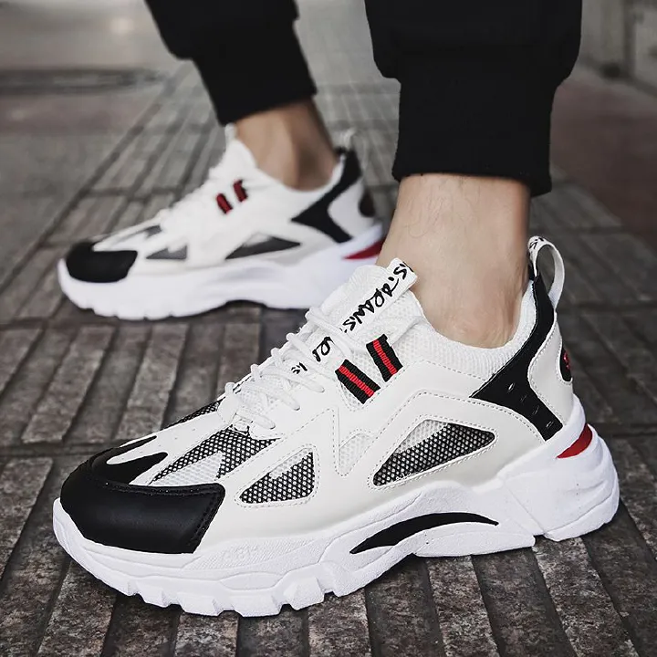 Sneakers Men'S Simple Personality 100 Mesh Sports Shoes Platform Daddy Shoes Breathable Leisure Travel Shoes