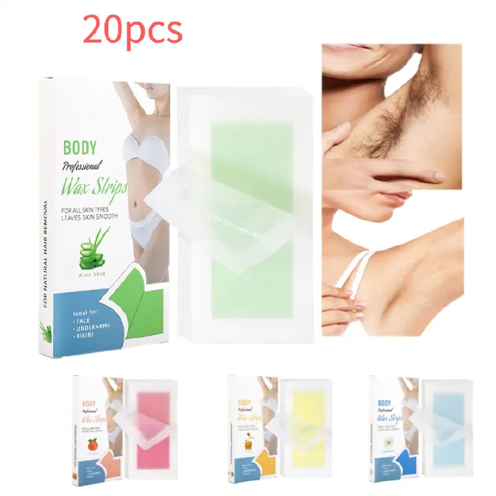20pcs Underarm Hair Removal Wax Strips Paper Face Leg  Depilatory Wax Hair Remove Sticker Women Wax Strips For Body Hair Removal