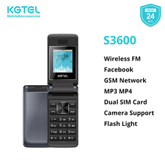 KGTEL S3600 Dual SIM Card Wireless FM Facebook GSM 1150mAh Battery folding flip feature phone Gray