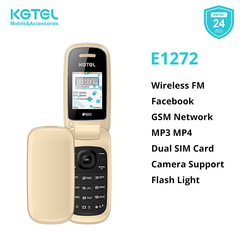 KGTEL E1272 Dual SIM Card Wireless FM Facebook GSM 1150mAh Battery folding flip feature phone Gold
