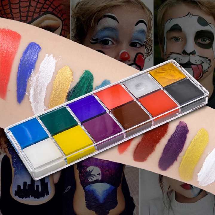 12 Color Body Face Paint wholesale Make Up Flash Tattoo Festival Painting Play Clown Halloween Makeup Face Paint Kids Toys Tool