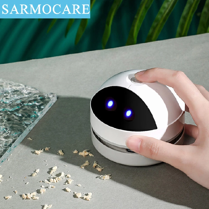 Mini Robot Vacuum Cleaner Desktop Dust Vacuum Wireless Handheld Household Portable Sweeper Cleaner with Brush for Home Office