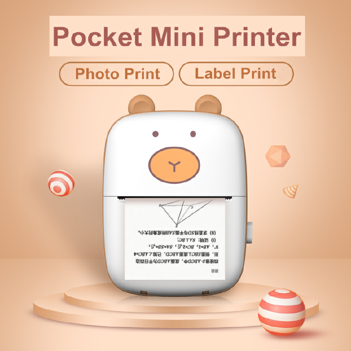 Mini Pocket Printer Portable Thermal Printing Machine Bluetooth Wireless for Pictures/Retro-Style Photos/Label/Memo/QR Codes