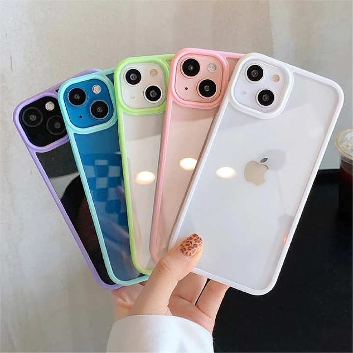 Candy Shockproof Silicone Bumper Phone Case For iPhone 14 11 12 13 Pro Max X XS XR 8 7 Plus SE Transparent Protection Back Cover