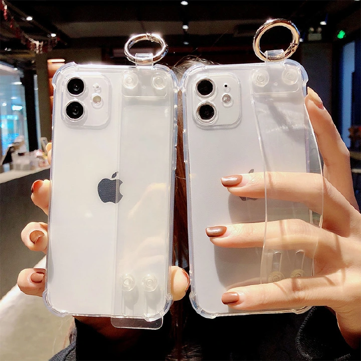 Glitter Powder Phone Case For iPhone 11 12 13 Pro Max X XR XS Max 8 7 Plus Shining Clear Soft Silicone Wrist Strap Back Cover