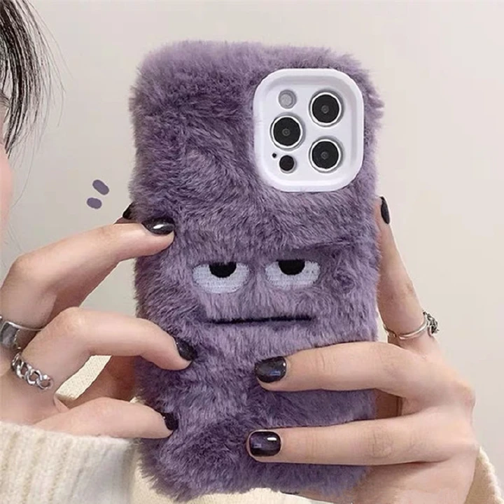 Korean Cute Funny Fur Fluffy Phone Case For iphone 14 13 12 11 Pro MAX Mini X XS XR Girl Cover Soft Plush Coque