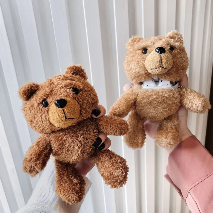 Ins Cute Funny Plush Teddy Bear Earphone Box for Apple Airpods Pro Case Soft Earphone Case Headset Cover for Air Pods 1 2 Cases