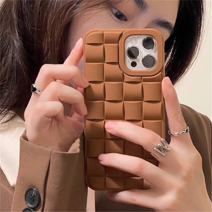 3D Cube Weave Pattern Soft Silicone Phone Case For iPhone 13 Pro Max 14 11 12 Mini X XS XR 6S 7 8 Plus SE Matte Shockproof Cover