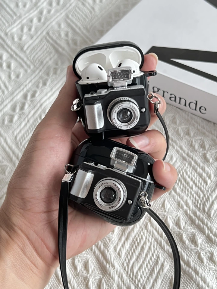 3D Camera Can Light Up Earphone Case For Airpods 3 Pro Anti-lost Bracelet Wireless Headphone Soft Cover For Airpods 1 2 Case