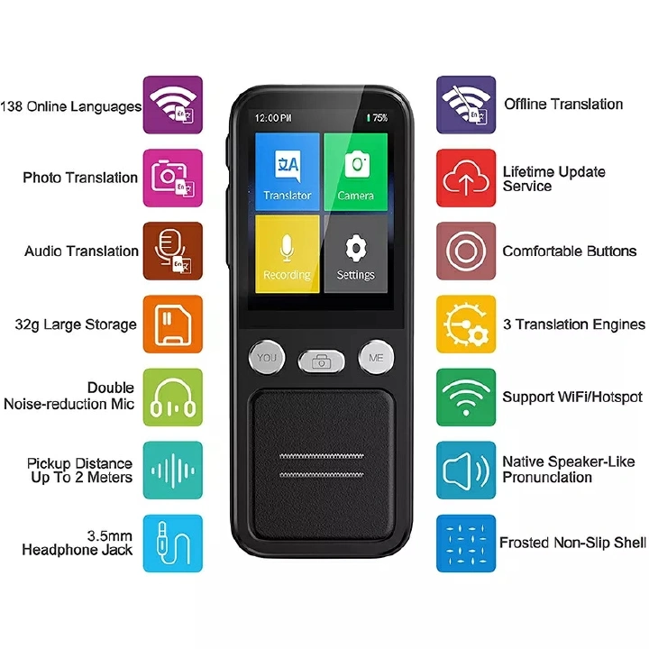 T16 Portable Instant Voice Photo Translator Travel Real Time Translation Smart Pen Scanning Recording Translator Multi Languages