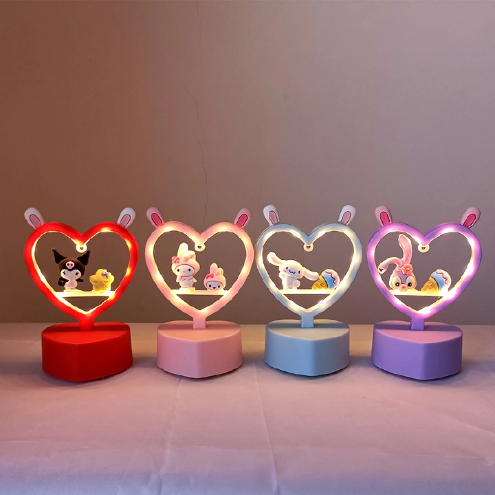 Kuromi Desk Lamp Kawaii Sanrio Anime KT Cat My Melody Cinnamoroll Cute Cartoon Creative Romantic Night Light Toy for Girls