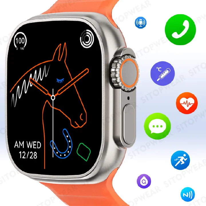 Watch 8 Ultra 49mm Smart Watch Men's Smartwatch IP68 Waterproof Temperature Measure Bluetooth Calls Women Sport Fitness Bracelet