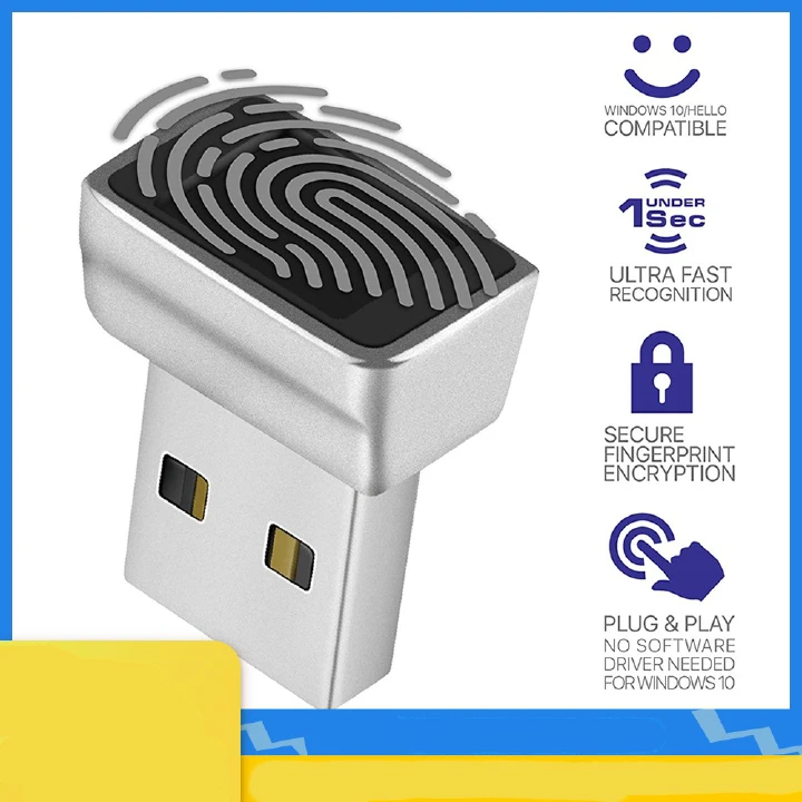 USB Fingerprint Reader Module for Windows 7 8 10 11 Hello, Biometric Scanner Padlock for Laptops PC Fingerprint Unlock Module