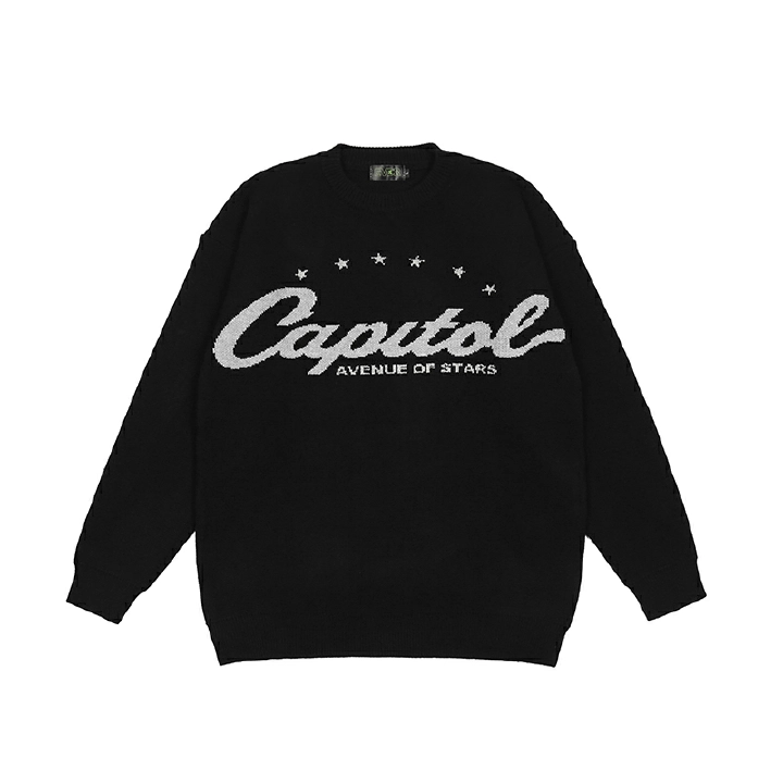 Japanese Retro Alphabet Stars Crew Neck Sweater Men and Women Pullover High Street Oversize Loose Casual Autumn Sweaters