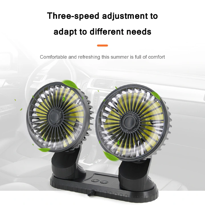 Dual Head Car Fan 360 Degrees All-Round Adjustable In Car Dashboard Aromatherapy Air Quiet Small Fan USB Auto Summer Cooling Fan