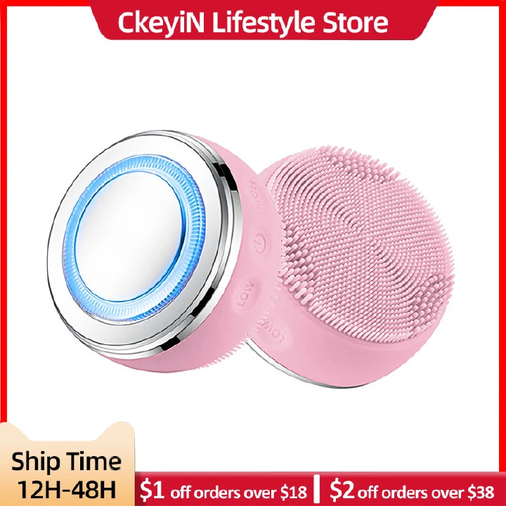 CkeyiN Sonic Vibration Face Brush Cleansing Silicone Facial Cleaner EMS LED Photon Face Massager Skin Rejuvenation Acne Removel