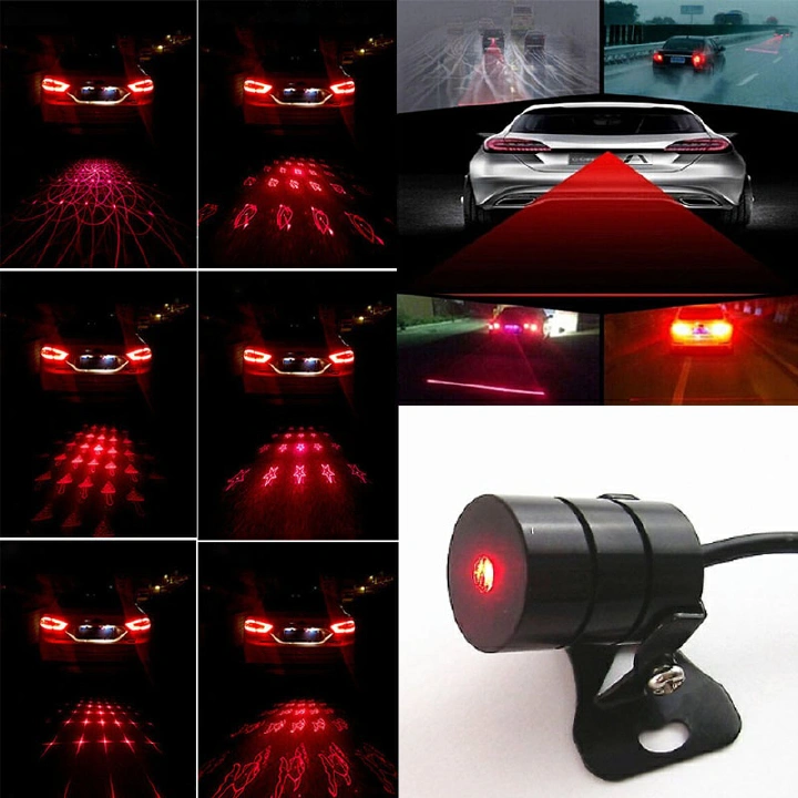 car Auto LED Laser Fog Light Vehicle Anti-Collision Taillight Brake Warning Lamp Car Parking Brake Light Tail Warning Bulb